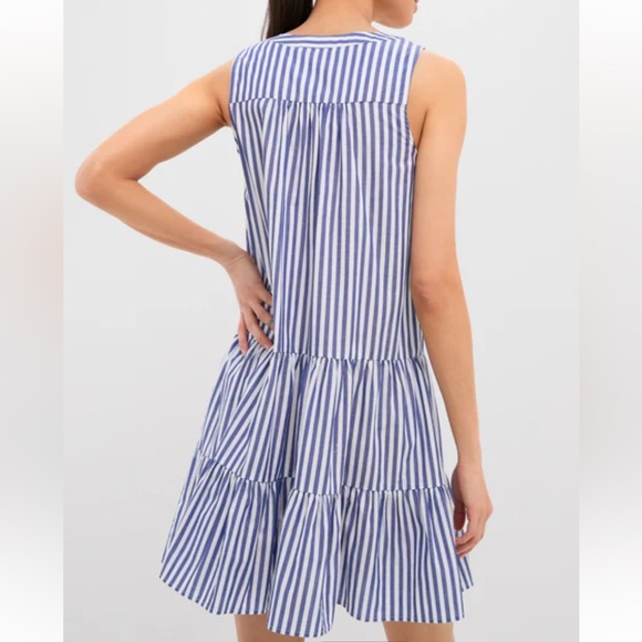 Pomander Place Tuckernuck Kenzo Mini Dress Size M White Blue Stripes Poplin - Picture 3 of 14
